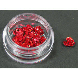 Decori per unghie in metallo a forma di rosellina. Colore rosso.