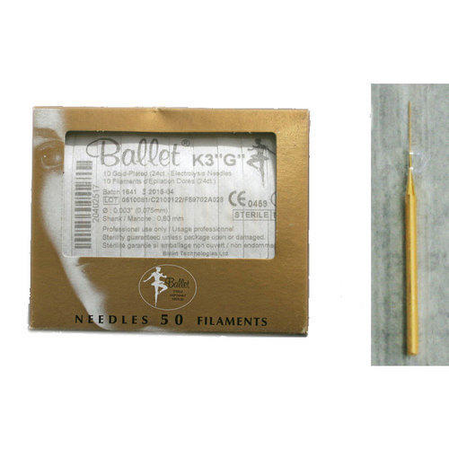 Aghi Monouso Elettrodepilazione Ballet K3/G Oro 0,075 mm 10 pz