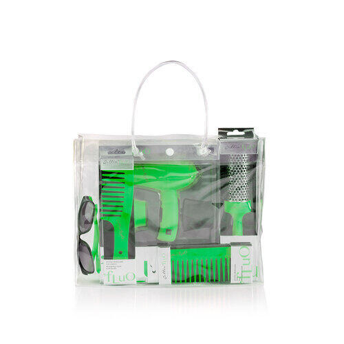 Kit Travel Bag Gettin Fluo Verde Mini Phon + Pettini + Occhiali Sole
